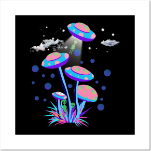 Mushroom UFO and Aliens Posters and Art